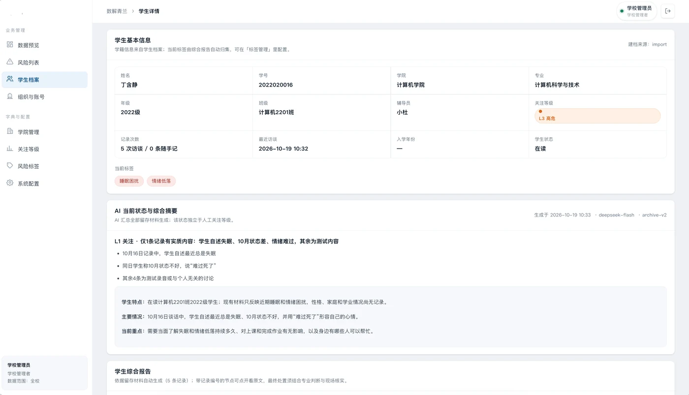 心谈校园学校管理端界面